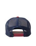 The Rip Curl Mens Routine Curve Trucker Cap in White, Navy & Red