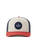 The Rip Curl Mens Routine Curve Trucker Cap in White, Navy & Red
