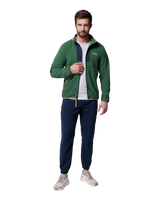 The Columbia Mens Sequoia Grove™ Full Zip Fleece Jacket in Rain Forest & Collegiate Navy
