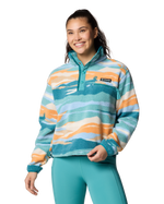 Helvetia™ II Printed Cropped Half Snap Fleece Jacket in Teal