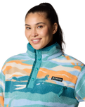Helvetia™ II Printed Cropped Half Snap Fleece Jacket in Teal