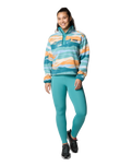 Helvetia™ II Printed Cropped Half Snap Fleece Jacket in Teal