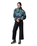 The Columbia Womens Helvetia II Printed Cropped Half Snap Fleece Jacket in Everblue Sisters & Rain Forest