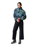 The Columbia Womens Helvetia II Printed Cropped Half Snap Fleece Jacket in Everblue Sisters & Rain Forest