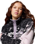 The Columbia Womens Helvetia II Printed Cropped Half Snap Fleece Jacket in Shale Purple Sisters & Shale Purple