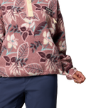 Helvetia™ II Printed Cropped Half Snap Fleece Jacket in Fig Pasteled Multi