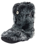 The Bedroom Athletics Womens Cole Luxury Faux Fur Slipper Boots in Black Wolf