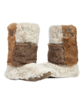 Florence Longer Length Luxury Faux Fur Slipper Boots in Patchwork Ferret
