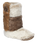 Florence Longer Length Luxury Faux Fur Slipper Boots in Patchwork Ferret