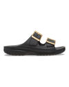 The Crocs Womens Metallic Buckle Saturday Sandals in Black