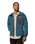 The Columbia Mens Tall Heights™ III Hooded Softshell Jacket in Everblue & Shark