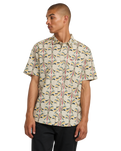 The RVCA Mens La Eye Floral Shirt in Light Khaki