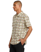 The RVCA Mens La Eye Floral Shirt in Light Khaki