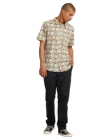 The RVCA Mens La Eye Floral Shirt in Light Khaki