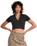 The RVCA Womens Chase Polo Top in Black
