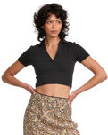The RVCA Womens Chase Polo Top in Black