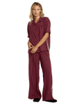 The RVCA Womens SYD Stripe Shirt in Wine