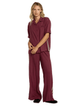 The RVCA Womens SYD Stripe Shirt in Wine