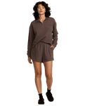 The RVCA Womens Glory Waffle Shorts in Brown Bear