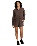 The RVCA Womens Glory Waffle Shorts in Brown Bear