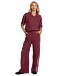 The RVCA Womens SYD Stripe Joggers in Wine