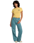 The RVCA Womens 411 T-Shirt in Pale Yellow