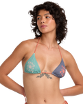 The RVCA Womens Lauryn Halter Tri Bikini Top in Multi