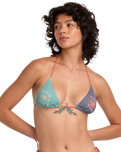 The RVCA Womens Lauryn Halter Tri Bikini Top in Multi