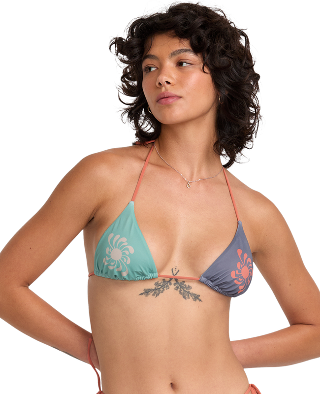 The RVCA Womens Lauryn Halter Tri Bikini Top in Multi