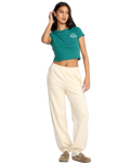 The Billabong Womens Triple Palms Fleece Joggers in Whitecap