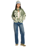 The Billabong Womens Adventure Division Popoyo Snap Fleece Jacket in Seagrass