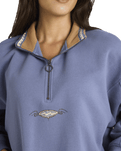 Wave Break 1/2 Zip Sweatshirt in Stone Blue