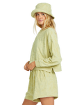 The Billabong Womens Sun Tempo Crew Fleece Sweatshirt in Wasabi