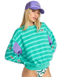 The Billabong Womens Party Block Kendal Sweatshirt in Aqua Haze