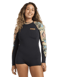 Spring Fever Natural 2/2mm Back Zip Spring Wetsuit in Black Tropical