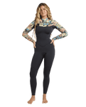 Salty Dayz 3/2mm Chest Zip Wetsuit in Black Tropical