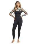 Salty Dayz 3/2mm Chest Zip Wetsuit in Black Tropical