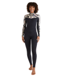The Billabong Womens Salty Dayz Natural 4/3mm Chest Zip Wetsuit in Black Floral