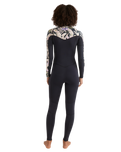 The Billabong Womens Salty Dayz Natural 4/3mm Chest Zip Wetsuit in Black Floral