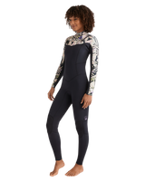 The Billabong Womens Salty Dayz Natural 4/3mm Chest Zip Wetsuit in Black Floral