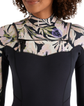 The Billabong Womens Salty Dayz Natural 4/3mm Chest Zip Wetsuit in Black Floral