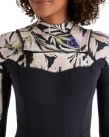 The Billabong Womens Salty Dayz Natural 4/3mm Chest Zip Wetsuit in Black Floral