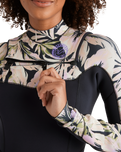 The Billabong Womens Salty Dayz Natural 4/3mm Chest Zip Wetsuit in Black Floral