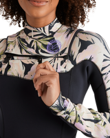 The Billabong Womens Salty Dayz Natural 4/3mm Chest Zip Wetsuit in Black Floral