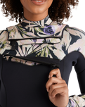 The Billabong Womens Salty Dayz Natural 4/3mm Chest Zip Wetsuit in Black Floral