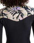 The Billabong Womens Salty Dayz Natural 4/3mm Chest Zip Wetsuit in Black Floral