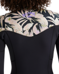The Billabong Womens Salty Dayz Natural 4/3mm Chest Zip Wetsuit in Black Floral