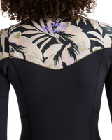 The Billabong Womens Salty Dayz Natural 4/3mm Chest Zip Wetsuit in Black Floral