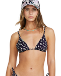 The Billabong Womens Shadow Tropic Tall Slide Tri Bikini Top in Multi