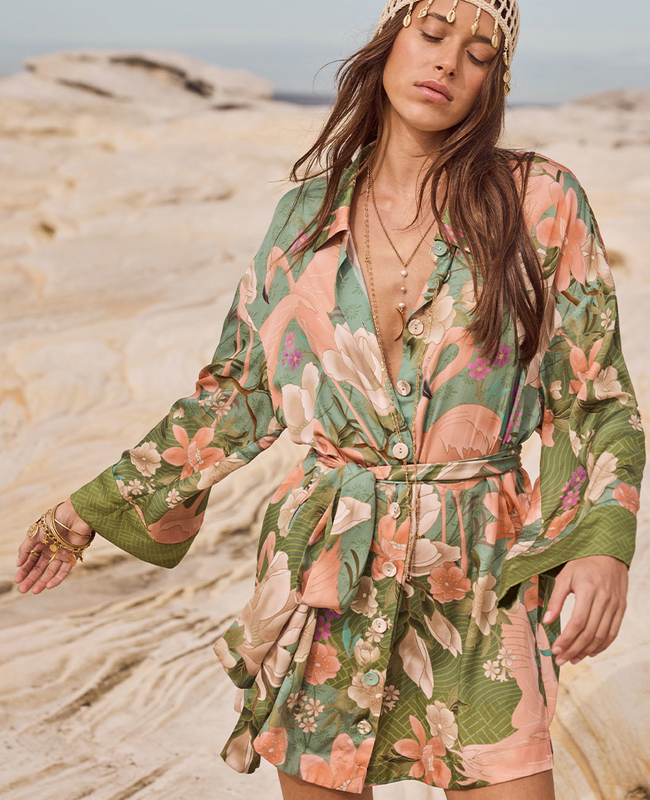 The Spell Womens Floridian Shirt Dress in Sage